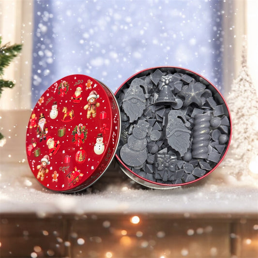 200g WAX SCOOPIES/SHAPES IN CHRISTMAS ROUND TIN